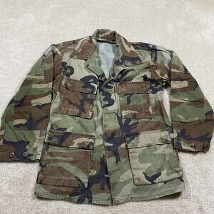 Vintage USMC Jacket Mens M Woodland Camo BDU Field Coat Military 80s Retro